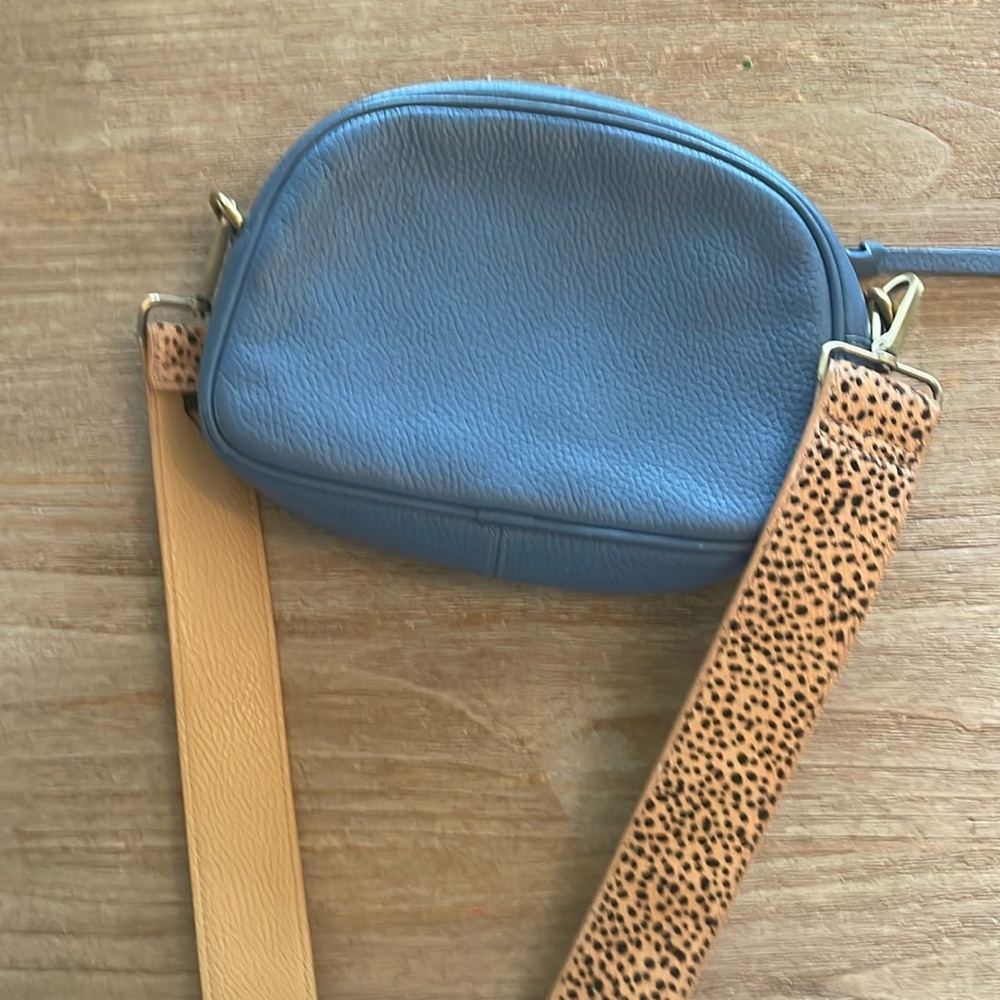 J Crew leather Camera Bag holland Blue